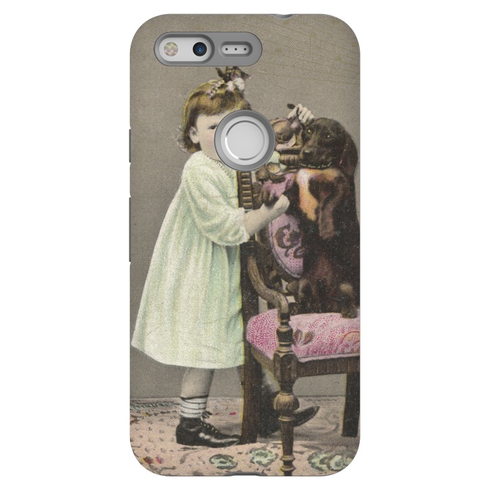 Pixel StrongFit Vintage Girl With Dog by Andrea Haase