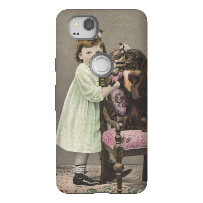 Pixel 2 StrongFit Vintage Girl With Dog by Andrea Haase