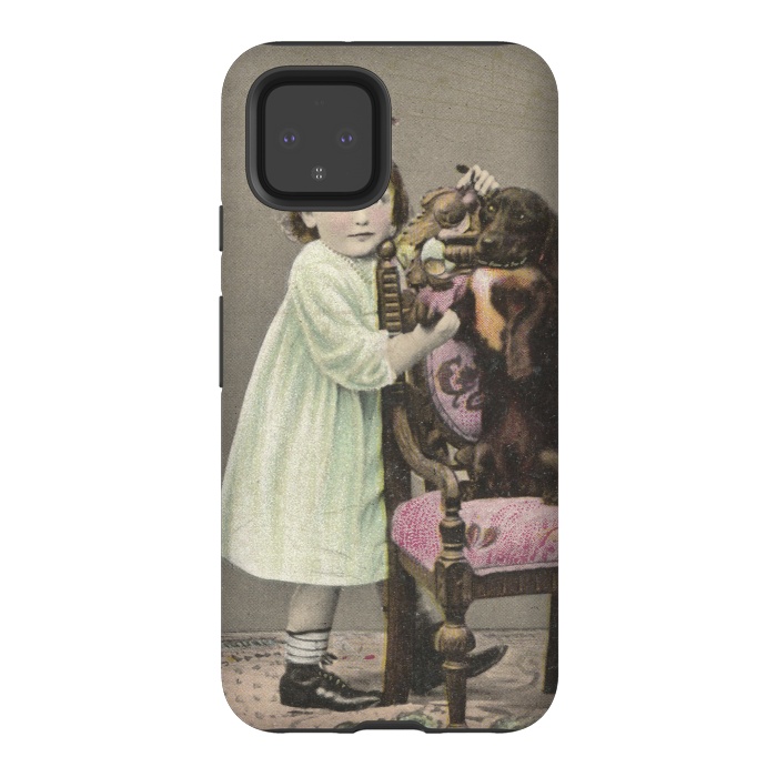 Pixel 4 StrongFit Vintage Girl With Dog by Andrea Haase