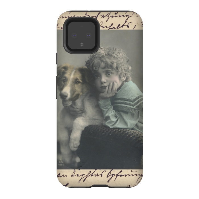 Pixel 4 StrongFit Vintage Boy With Dog by Andrea Haase