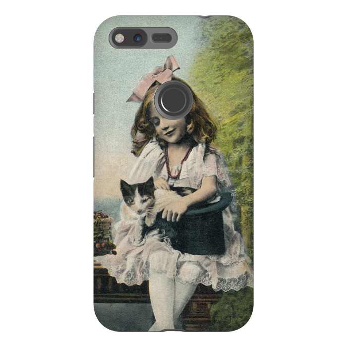 Pixel XL StrongFit Retro Girl With Cat by Andrea Haase