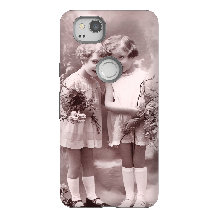 Pixel 2 StrongFit Cute Retro Girls With Flowers by Andrea Haase
