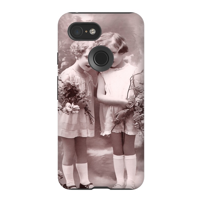Pixel 3 StrongFit Cute Retro Girls With Flowers by Andrea Haase