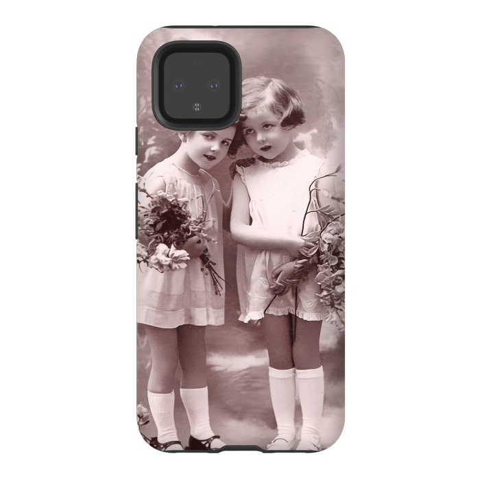 Pixel 4 StrongFit Cute Retro Girls With Flowers by Andrea Haase