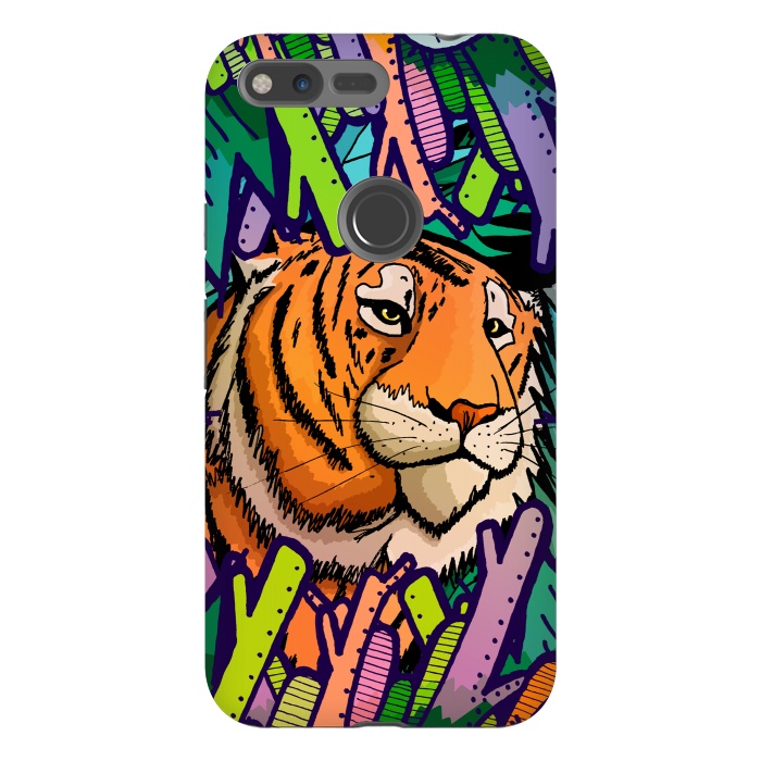 Pixel XL StrongFit Tiger in the undergrowth  by Steve Wade (Swade)