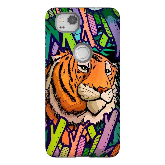 Pixel 2 StrongFit Tiger in the undergrowth  by Steve Wade (Swade)