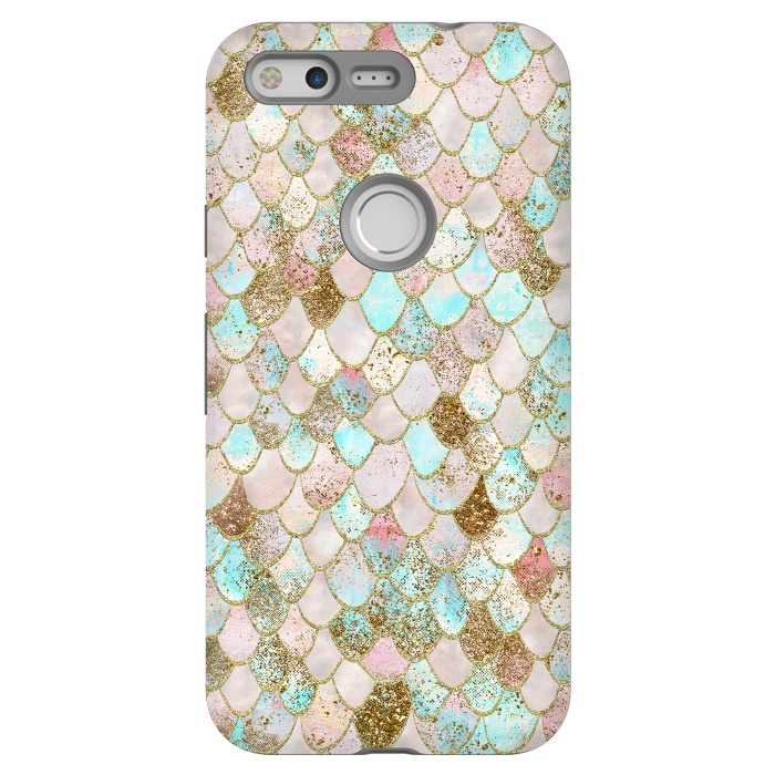 Pixel StrongFit Watercolor Wonky Gold Glitter Pastel Summer Mermaid Scales  by  Utart