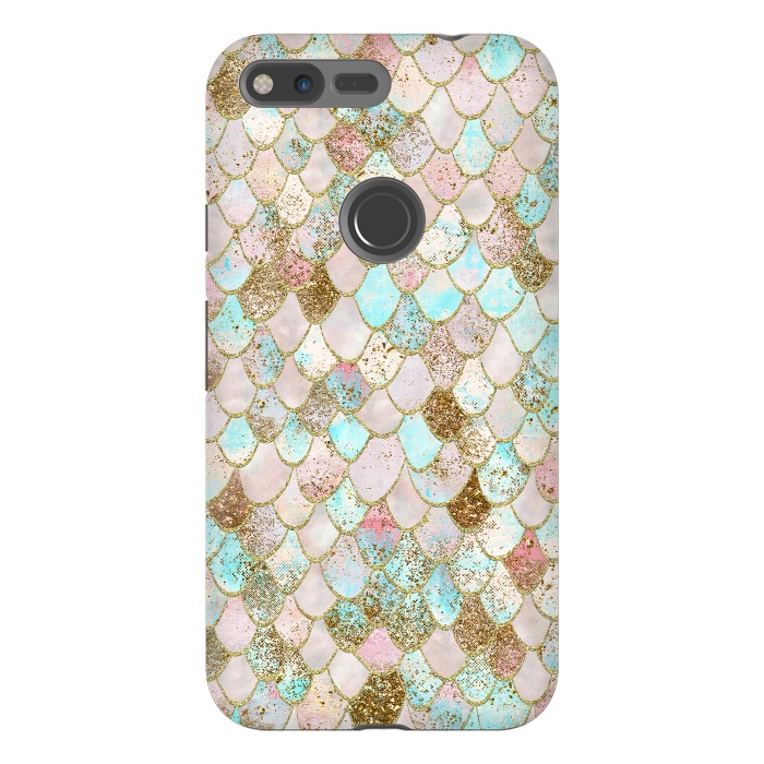 Pixel XL StrongFit Watercolor Wonky Gold Glitter Pastel Summer Mermaid Scales  by  Utart