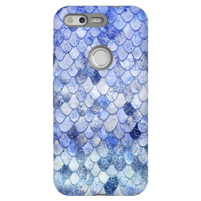 Pixel StrongFit Blue Summer Wonky Watercolor and Glitter Mermaid Scales by  Utart