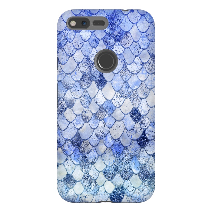 Pixel XL StrongFit Blue Summer Wonky Watercolor and Glitter Mermaid Scales by  Utart