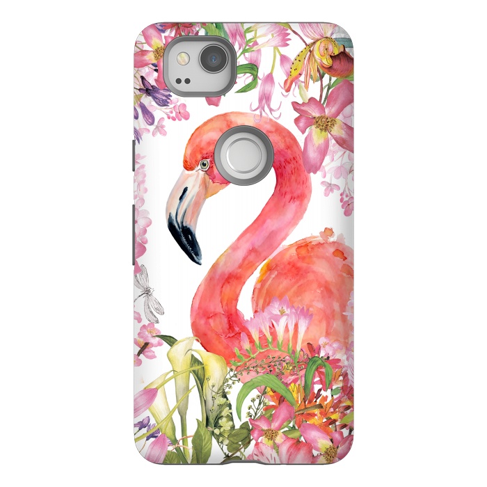 Pixel 2 StrongFit Flamingo in Flower Jungle by  Utart