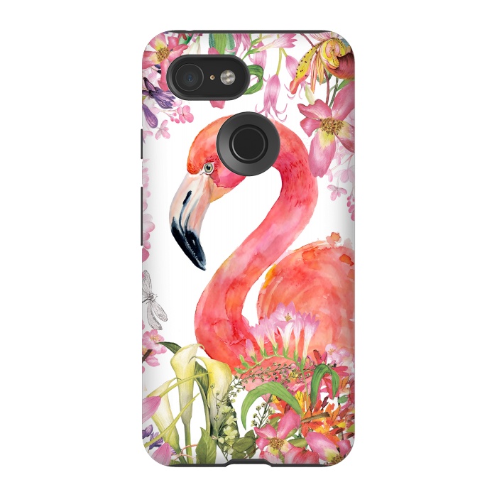 Pixel 3 StrongFit Flamingo in Flower Jungle by  Utart
