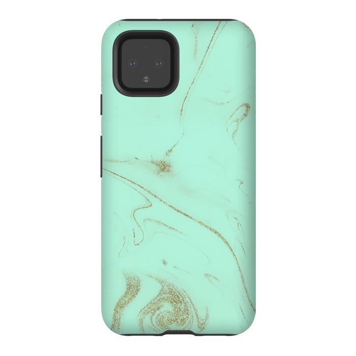 Pixel 4 StrongFit Elegant gold and mint marble image by InovArts