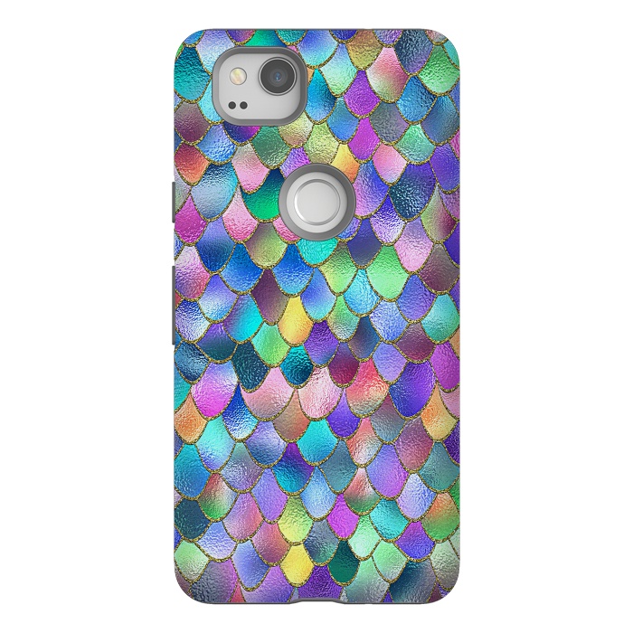Pixel 2 StrongFit Colorful Carnival Wonky Metal Mermaid Scales by  Utart