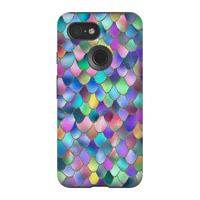 Pixel 3 StrongFit Colorful Carnival Wonky Metal Mermaid Scales by  Utart