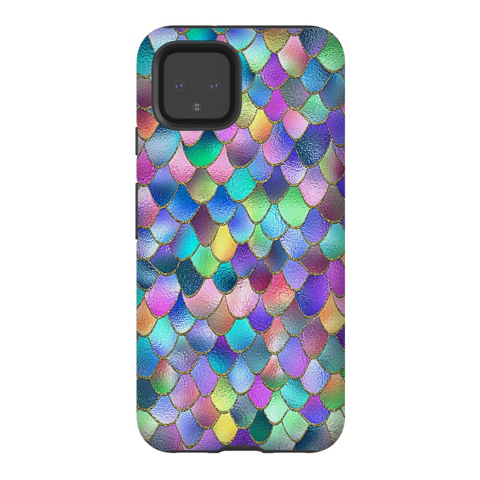 Pixel 4 StrongFit Colorful Carnival Wonky Metal Mermaid Scales by  Utart