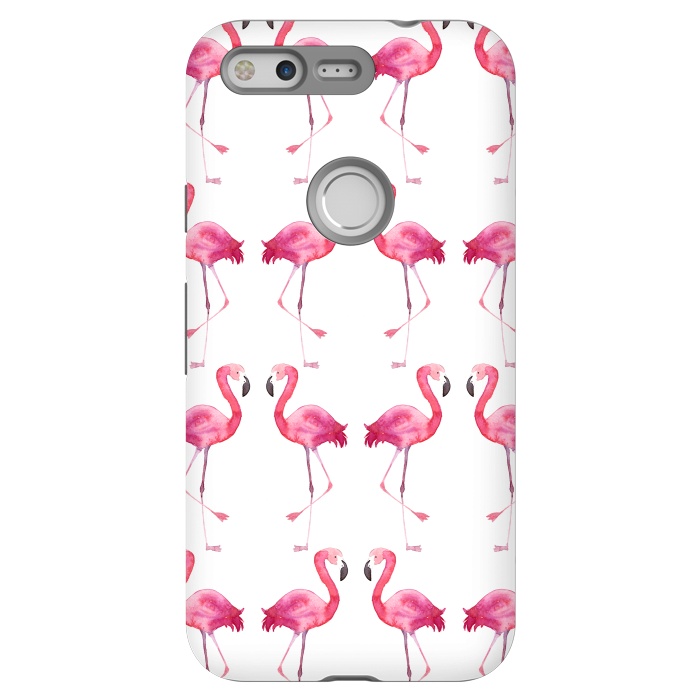 Pixel StrongFit Pink Watercolor Flamingo Print by Becky Starsmore