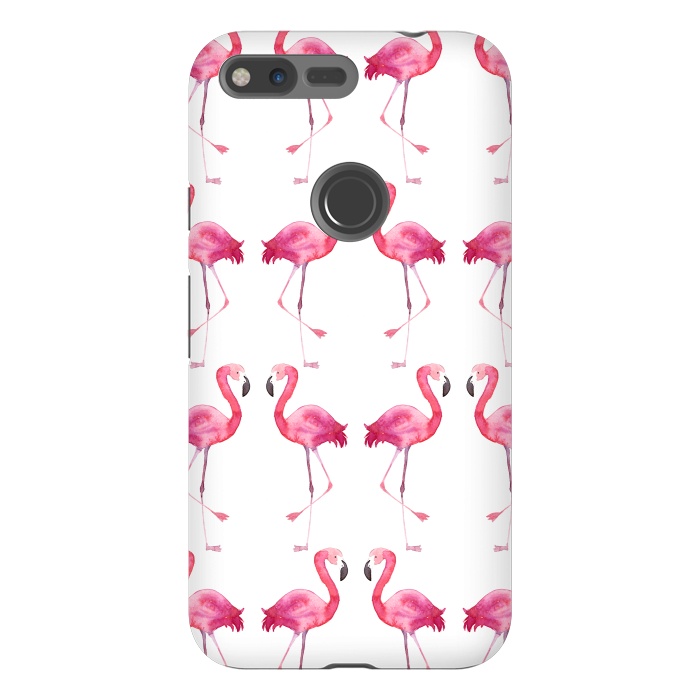 Pixel XL StrongFit Pink Watercolor Flamingo Print by Becky Starsmore