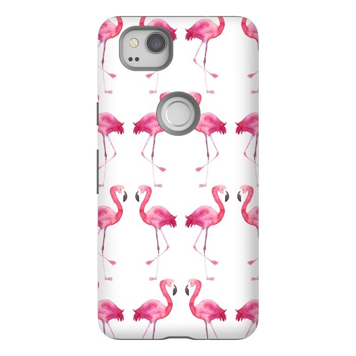 Pixel 2 StrongFit Pink Watercolor Flamingo Print by Becky Starsmore
