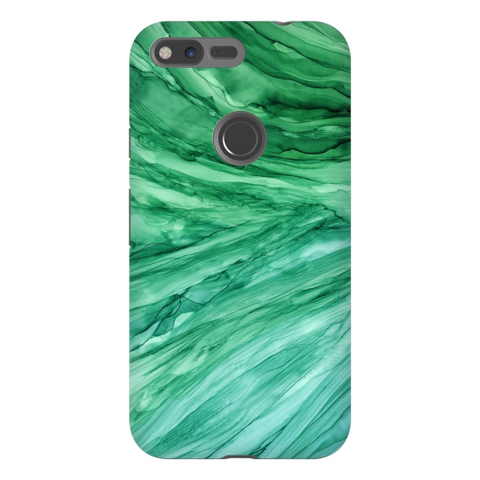 Pixel XL StrongFit Emerald Green Marble by Becky Starsmore