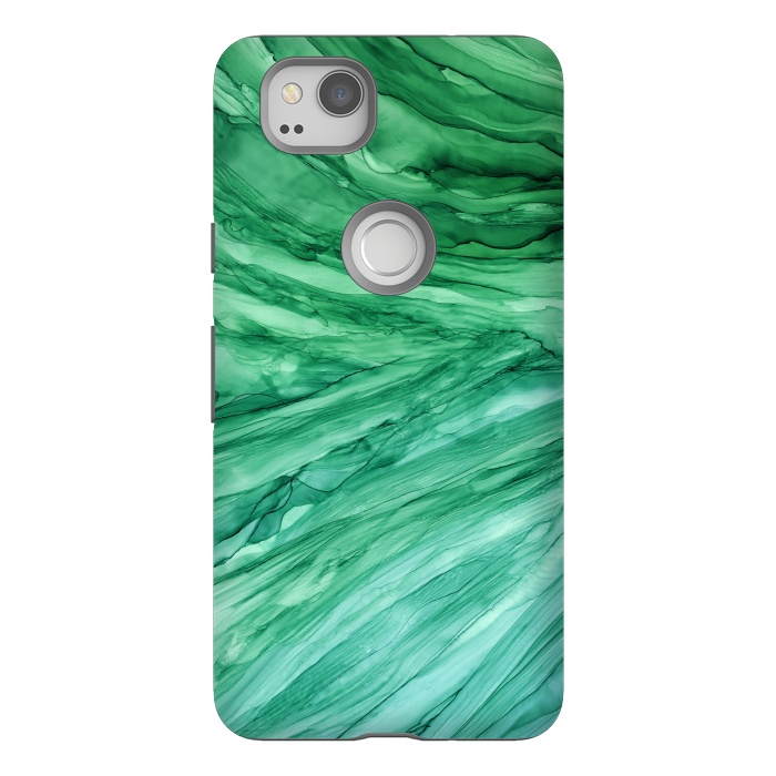 Pixel 2 StrongFit Emerald Green Marble by Becky Starsmore