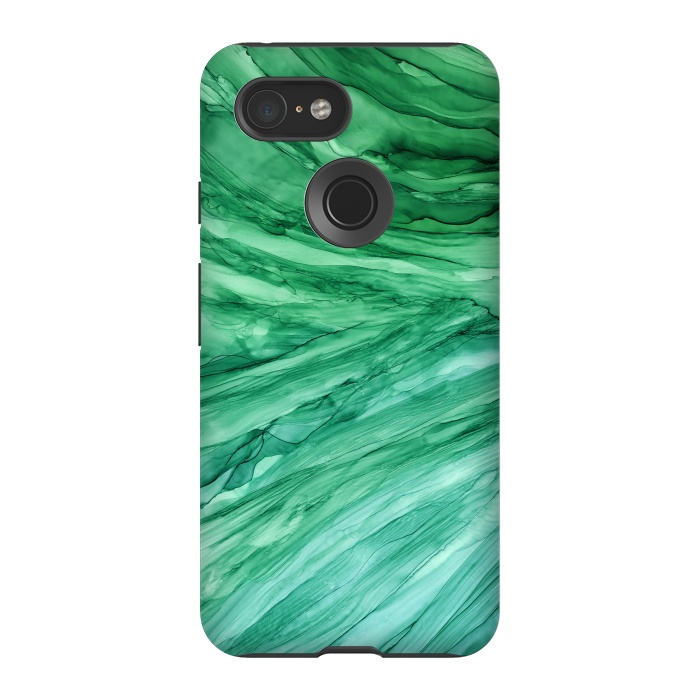 Pixel 3 StrongFit Emerald Green Marble by Becky Starsmore