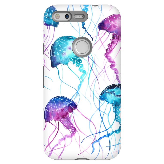 Pixel StrongFit Watercolor Jellyfish Print by Becky Starsmore
