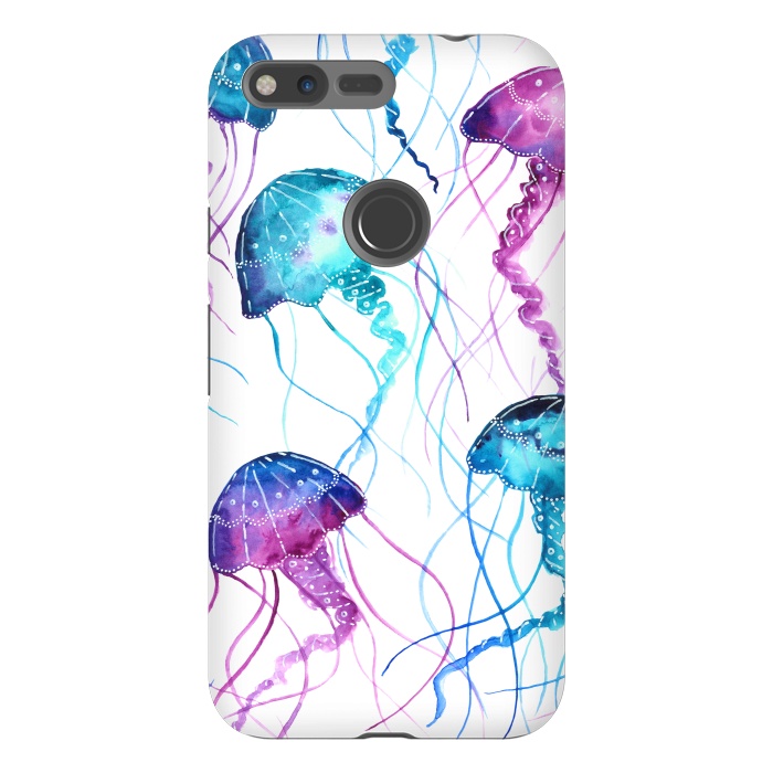Pixel XL StrongFit Watercolor Jellyfish Print by Becky Starsmore
