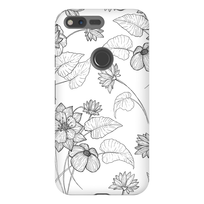 Pixel XL StrongFit Monochrome Sketchbook Floral by Becky Starsmore