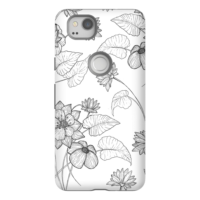 Pixel 2 StrongFit Monochrome Sketchbook Floral by Becky Starsmore