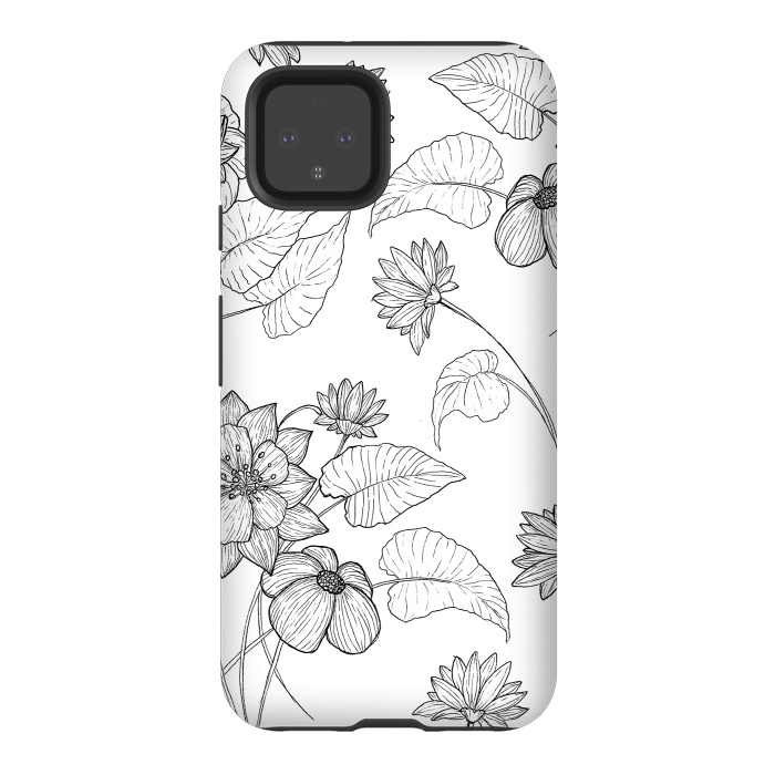 Pixel 4 StrongFit Monochrome Sketchbook Floral by Becky Starsmore