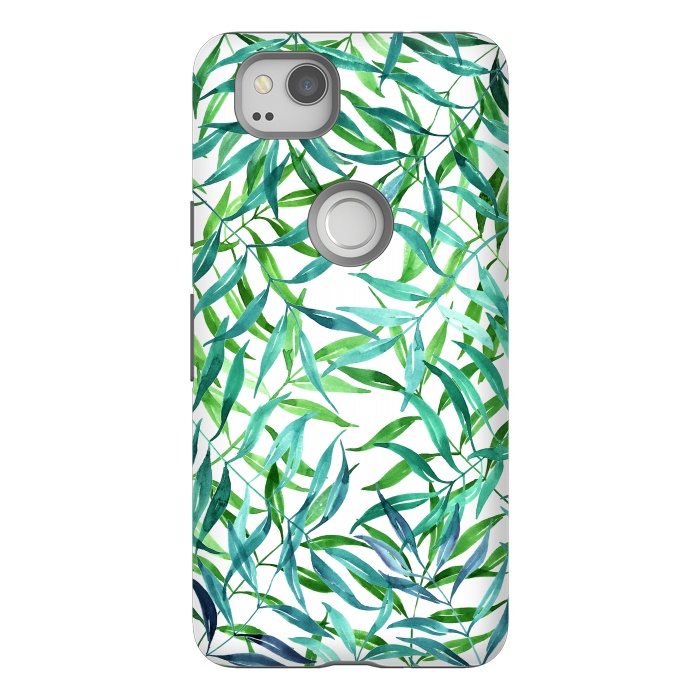 Pixel 2 StrongFit Green Palm Leaf Print by Becky Starsmore
