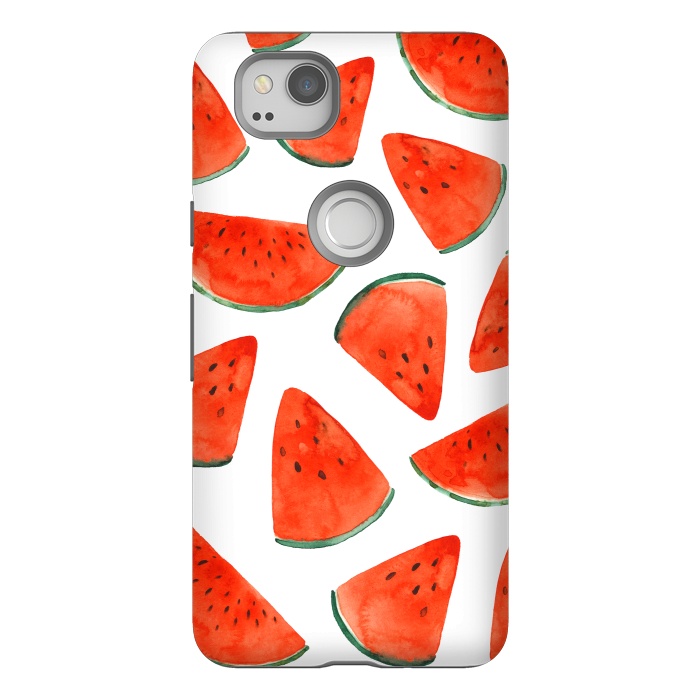 Pixel 2 StrongFit Fruity Summer Watermelon Print by Becky Starsmore