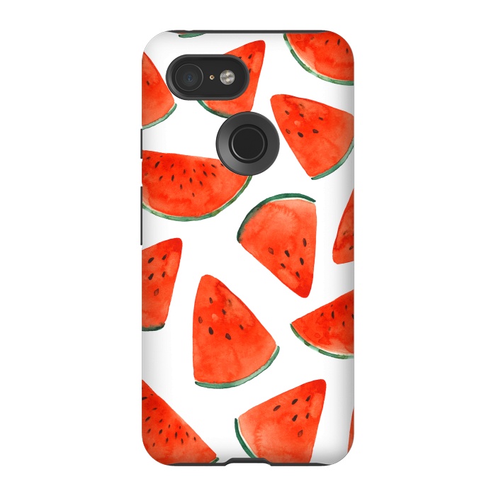 Pixel 3 StrongFit Fruity Summer Watermelon Print by Becky Starsmore