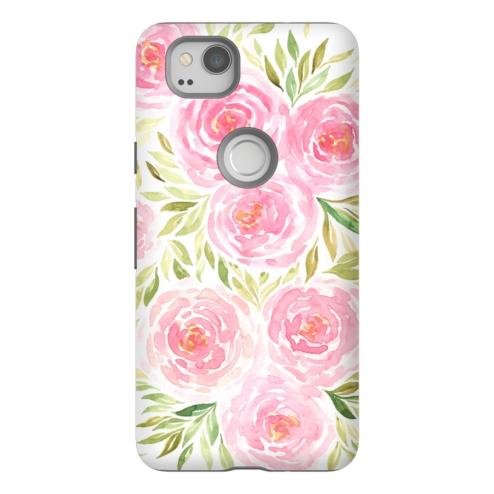 Pixel 2 StrongFit Pastel Pink Peony Floral Print by Becky Starsmore