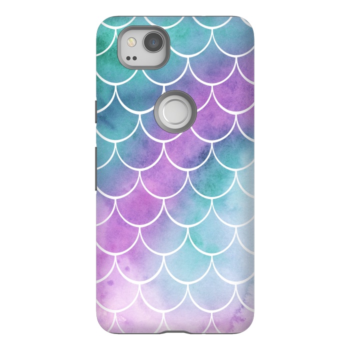 Pixel 2 StrongFit Dreamy Pastel Mermaid Scales by Becky Starsmore