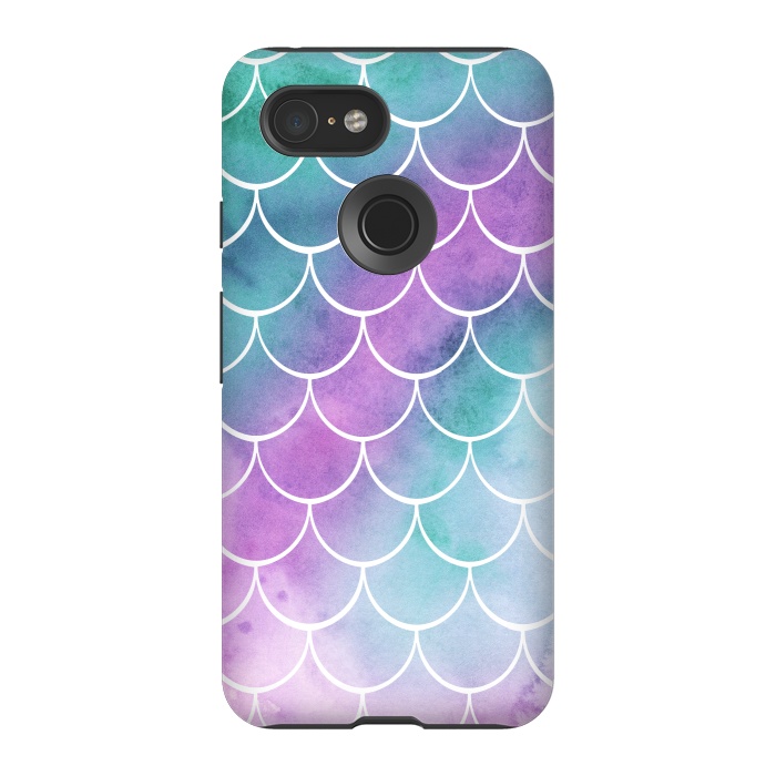 Pixel 3 StrongFit Dreamy Pastel Mermaid Scales by Becky Starsmore
