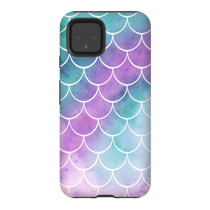 Pixel 4 StrongFit Dreamy Pastel Mermaid Scales by Becky Starsmore
