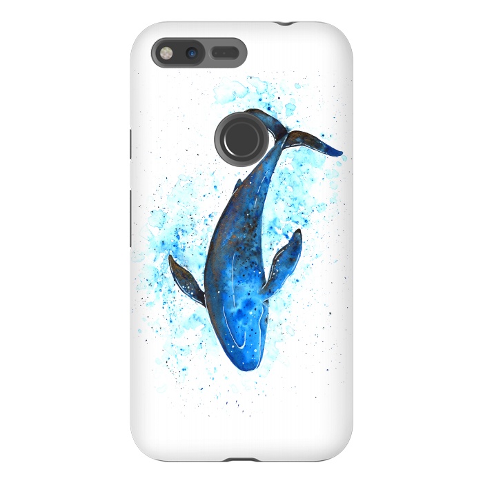 Pixel XL StrongFit Watercolor Blue Whale Dive by Becky Starsmore