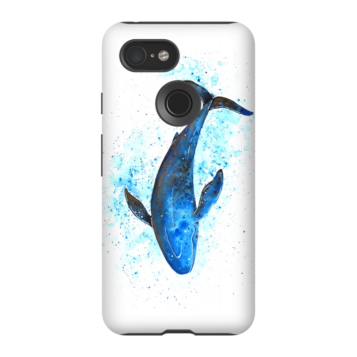 Pixel 3 StrongFit Watercolor Blue Whale Dive by Becky Starsmore