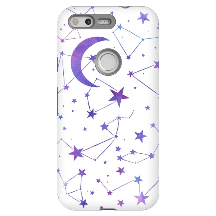 Pixel StrongFit Watercolor Star And Moon Constellations by Becky Starsmore