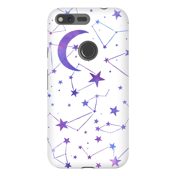 Pixel XL StrongFit Watercolor Star And Moon Constellations by Becky Starsmore