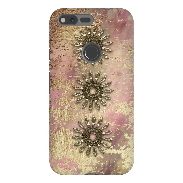 Pixel XL StrongFit Golden Embellishments On Pink And Gold by Andrea Haase