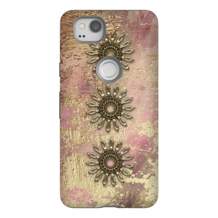 Pixel 2 StrongFit Golden Embellishments On Pink And Gold by Andrea Haase