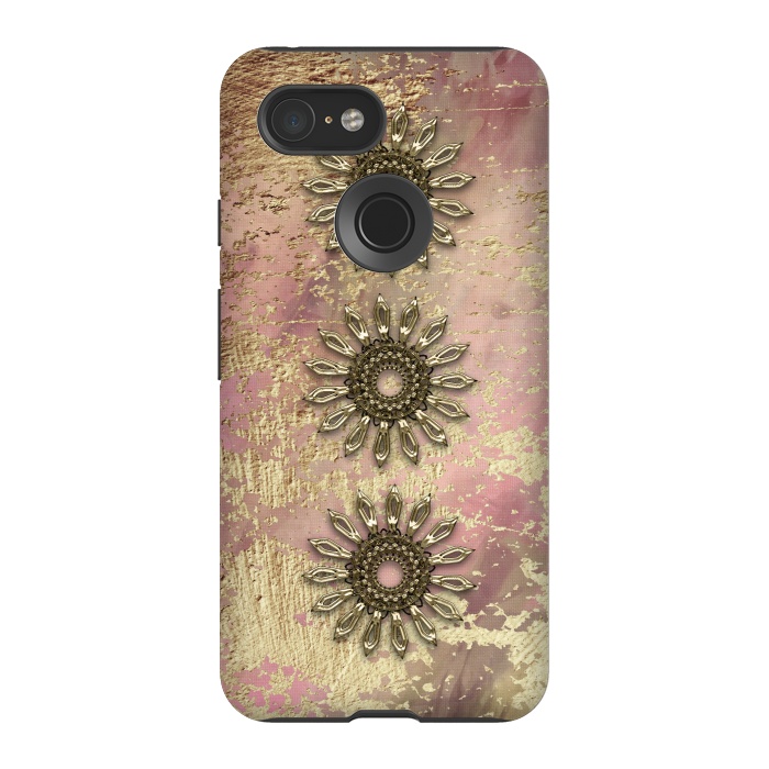 Pixel 3 StrongFit Golden Embellishments On Pink And Gold by Andrea Haase