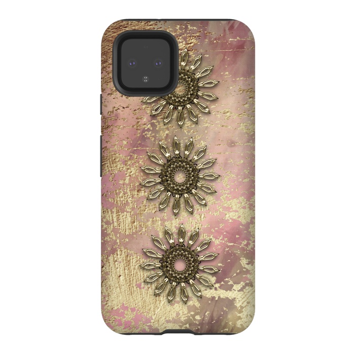Pixel 4 StrongFit Golden Embellishments On Pink And Gold by Andrea Haase