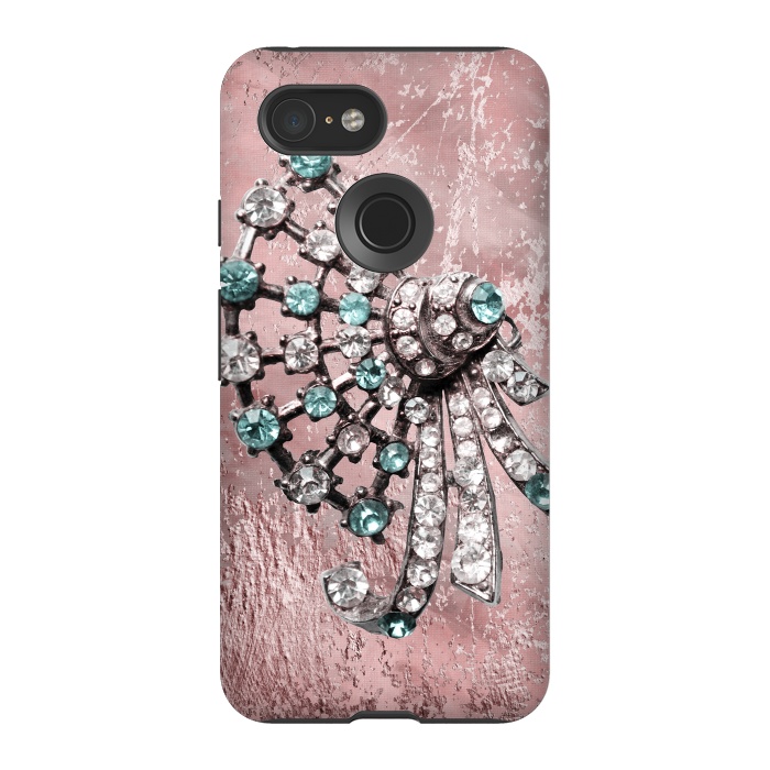 Pixel 3 StrongFit Rhinestone Embellishment Pink And Teal by Andrea Haase