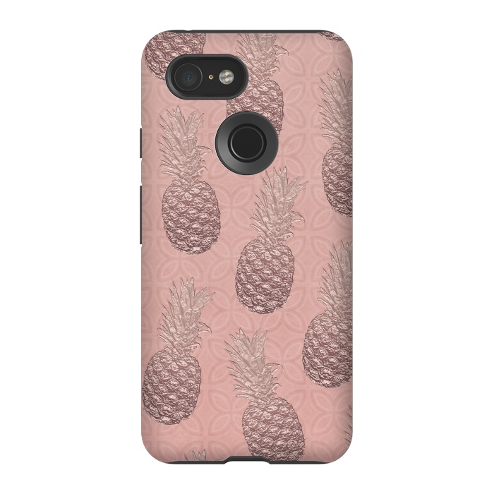 Pixel 3 StrongFit Shiny Pink Pineapple by Andrea Haase