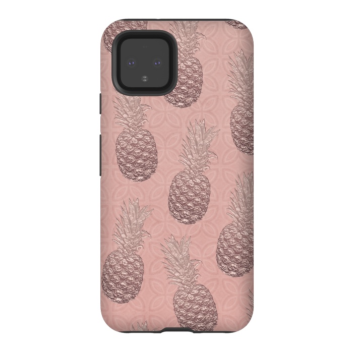 Pixel 4 StrongFit Shiny Pink Pineapple by Andrea Haase