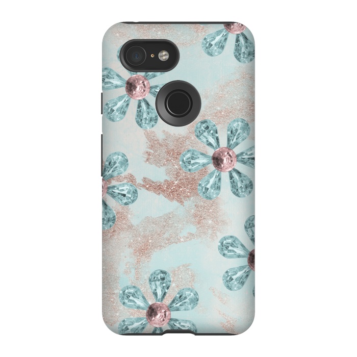 Pixel 3 StrongFit Rhinesone Flower Sparkle by Andrea Haase